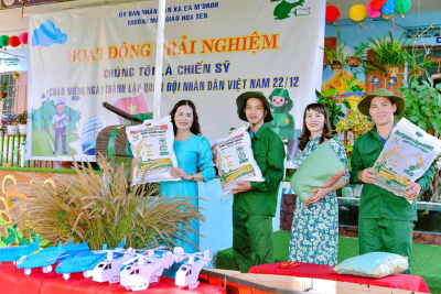 Trường mẫu giáo Hoa Sen rộn ràng các hoạt động trải nghiệm chào mừng Ngày thành lập Quân đội Nhân dân Việt Nam (22/12)